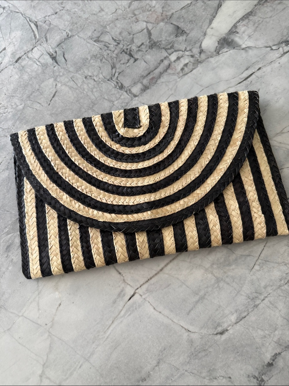 Black and Cream Woven Clutch